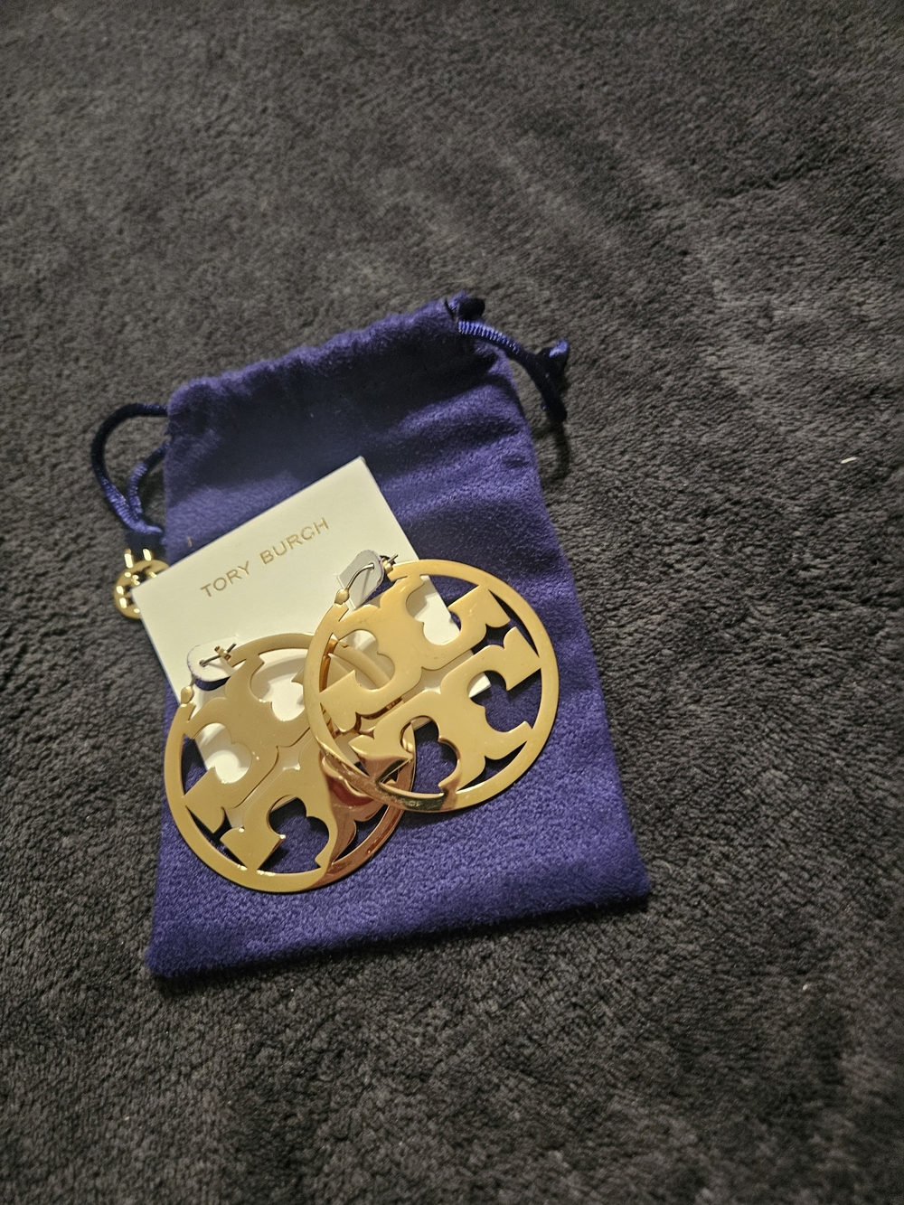 Tory Burch Miller Gold Logo Large Hoop Earrings - Gold